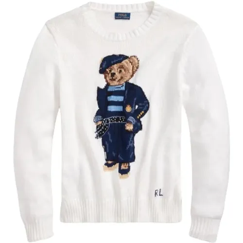 Marineblauer Polo Bear Bestickter Pullover , Damen, Größe: 2XS - Polo Ralph Lauren - Modalova