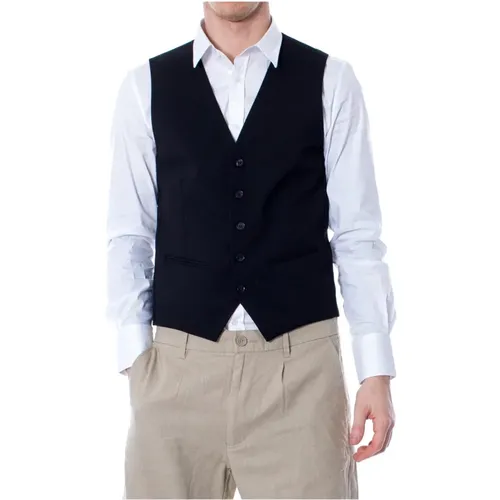 Schwarzes ärmelloses V-Ausschnitt Gilet , Herren, Größe: XS - Selected Homme - Modalova