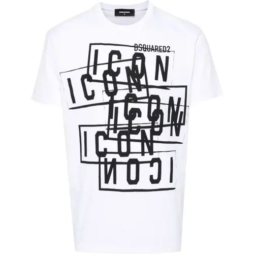 Icon Stamps Cool Fit Tee , male, Sizes: S, L, XL, M - Dsquared2 - Modalova