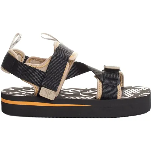 Sportliche Plateau-Sandalen mit Klettverschluss , Herren, Größe: 41 EU - Emporio Armani - Modalova