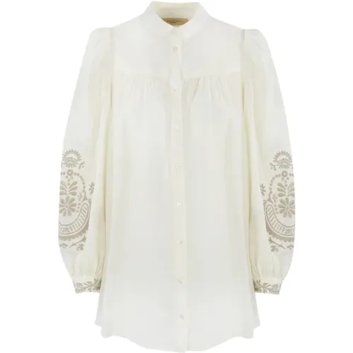 Linen Long Sleeve Embroidered Shirt , female, Sizes: S - Max Mara Weekend - Modalova