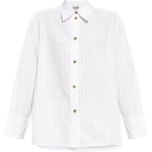 Pinstripe Cotton Shirt , female, Sizes: M, S - Ganni - Modalova