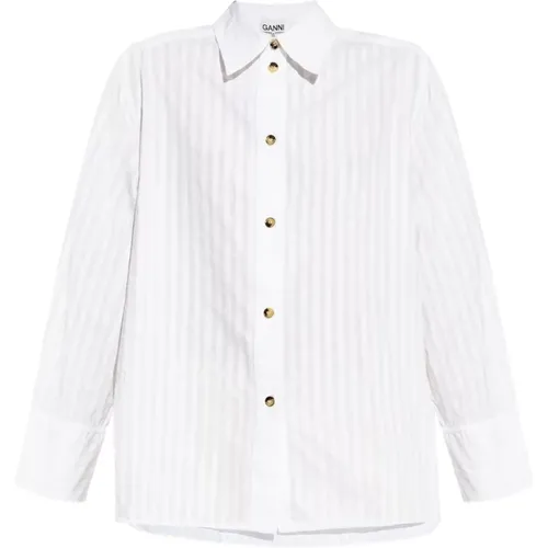 Pinstripe Cotton Shirt , female, Sizes: M, XS, S - Ganni - Modalova