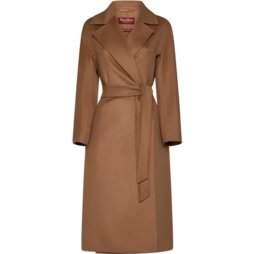 Camel Wool Blend Midi Coat , female, Sizes: XS - Max Mara Studio - Modalova