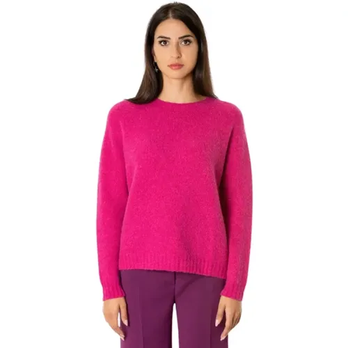 Alpaca Sweater - Magenta, Round Neck, Box Cut , female, Sizes: M - Max Mara Weekend - Modalova