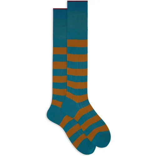 Italienische Gestreifte Lange Socken , Herren, Größe: M - Gallo - Modalova
