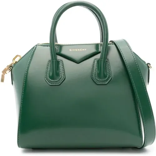 Grüne Mini Antigona Leder Tasche - Givenchy - Modalova