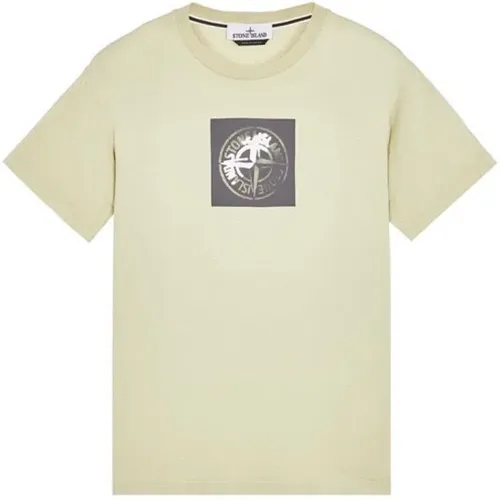 Bedrucktes Pistaziengrünes T-Shirt , Herren, Größe: L - Stone Island - Modalova