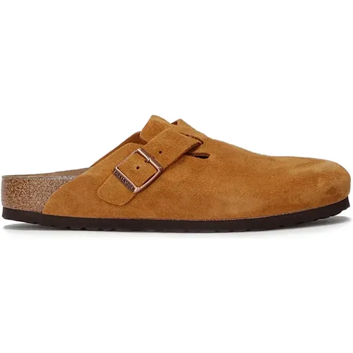 Braune Leder Boston Hausschuhe mit flacher Sohle - Birkenstock - Modalova