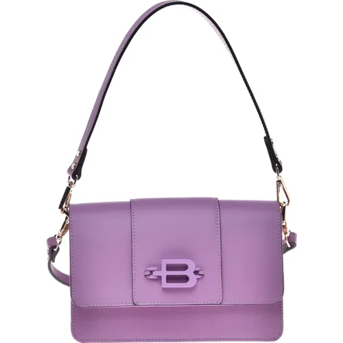 Lilac calfskin shoulder bag , female, Sizes: ONE SIZE - Baldinini - Modalova