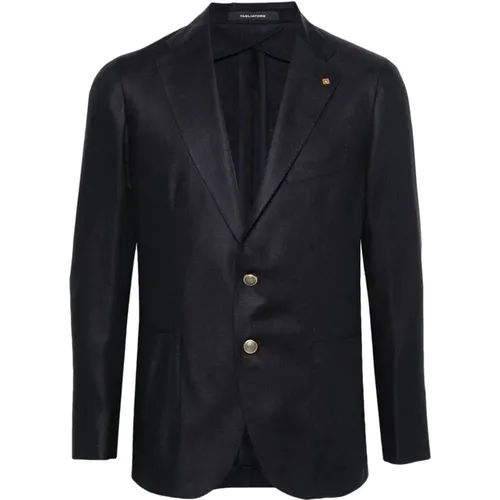 Silk Twill Weave Jacket with Brooch Detail , male, Sizes: XL - Tagliatore - Modalova