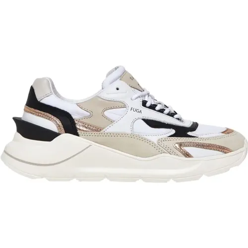 Weiße Ledersneaker mit Gold Details , Damen, Größe: 40 EU - D.a.t.e. - Modalova