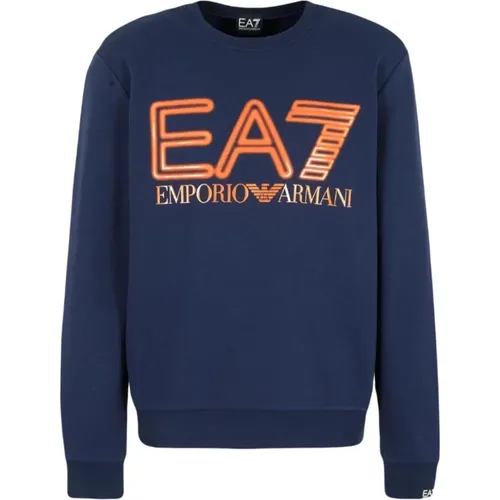 Blaue Logo Sweatshirt Frühling/Sommer 2024 , Herren, Größe: S - Emporio Armani EA7 - Modalova