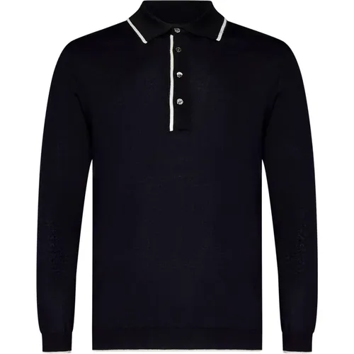 Blaues Polo-T-Shirt mit geripptem Saum , Herren, Größe: XL - Low Brand - Modalova