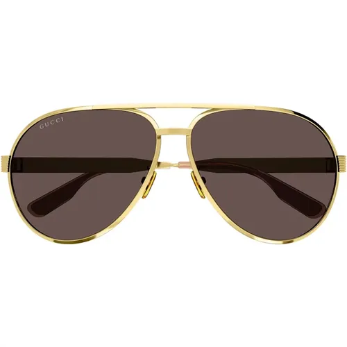 Vintage Piloten Sonnenbrille mit Metallbügeln - Gucci - Modalova