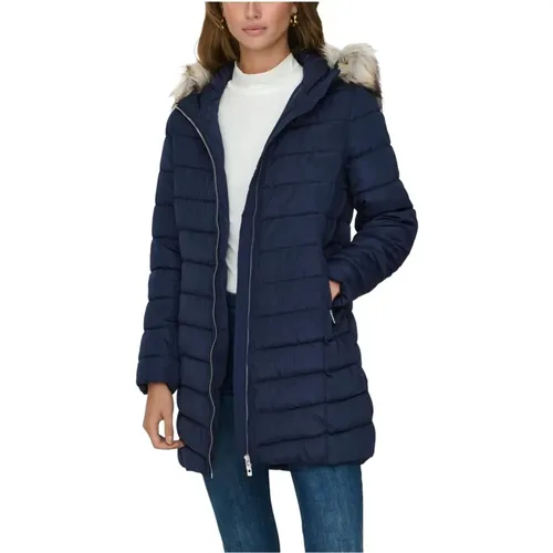 Blaue Kapuzenjacke für Frauen , Damen, Größe: M - Only - Modalova