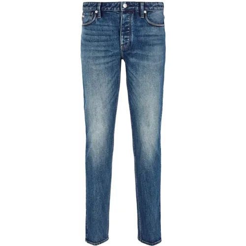 Blaue Slim Fit Jeans , Herren, Größe: W36 - Emporio Armani - Modalova