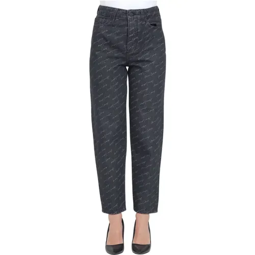 Schwarze Denim-Jeans mit kursivem Logo-Print , Damen, Größe: W30 - Armani Exchange - Modalova