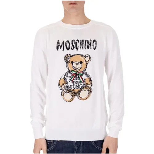 Knit Logo Sweater Round Neck Long Sleeve , male, Sizes: S, M - Moschino - Modalova