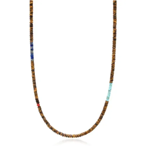 Karibischer Stil Heishi Halskette mit Blauem Lapis , Herren, Größe: ONE Size - Nialaya - Modalova