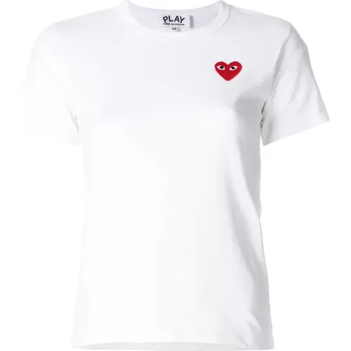 T-Shirt mit gesticktem Herzlogo , Damen, Größe: M - Comme des Garçons Play - Modalova