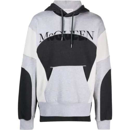 Grey Cotton Logo Hooded Sweatshirt , male, Sizes: 2XL - alexander mcqueen - Modalova