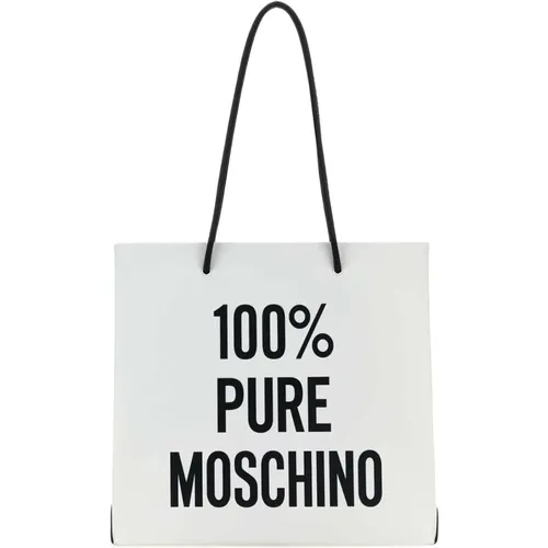 Reine Weiße Leder Einkaufstasche - Moschino - Modalova