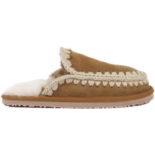 Leder Slipper mit Beiger Naht Mou - Mou - Modalova