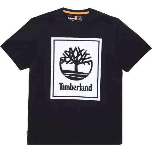 Stack Logo Tee Schwarz/Weiß , Herren, Größe: XL - Timberland - Modalova