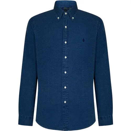 Blaues Hemd mit Knopfleiste und Streifenmuster - Polo Ralph Lauren - Modalova