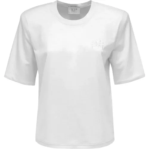 Embroidered Round Neck T-Shirt with Straps , female, Sizes: 2XS, M - MVP wardrobe - Modalova