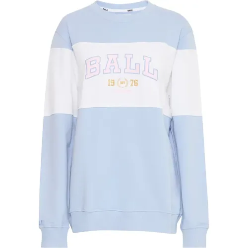 Gemütlicher Blauer Sweatshirt mit Besticktem Logo - Ball - Modalova