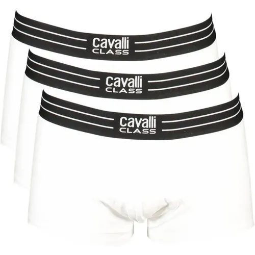 Weiße Baumwoll-Boxershorts mit Kontrastdetails , Herren, Größe: M - Cavalli Class - Modalova