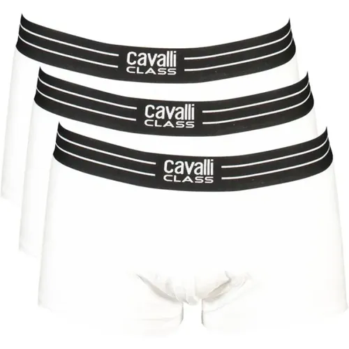 Weiße Baumwoll-Boxershorts mit Kontrastdetails , Herren, Größe: 2XL - Cavalli Class - Modalova