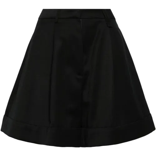 Schwarze Shorts aus Wollmischung mit elastischem Bund,Schwarze Shorts aus Wollmischung mit Falten - Simone Rocha - Modalova