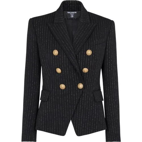 Classic 6-button jacket , female, Sizes: S, L, M - Balmain - Modalova