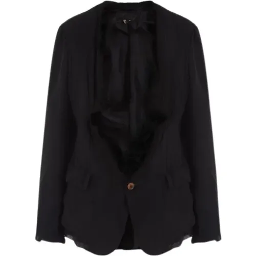 Crepe de Chine Jacket with Frayed Edges , female, Sizes: S - Comme des Garçons - Modalova