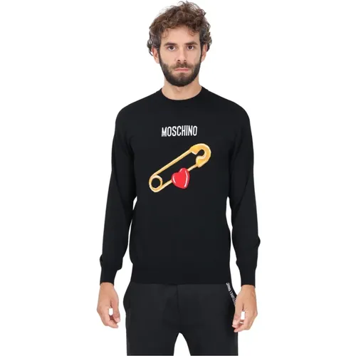 Herz Sicherheitsnadel Crewneck Pullover - Moschino - Modalova