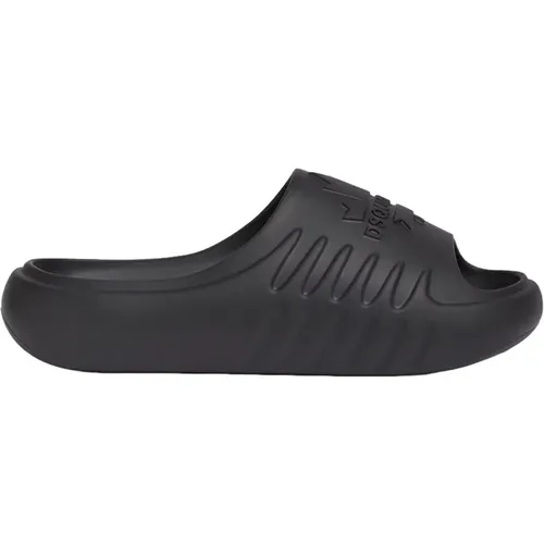 Schwarze Ahornblatt Logo Slides , Damen, Größe: 41 EU - Dsquared2 - Modalova