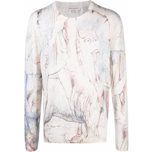 Dante Print Silk Pullover , male, Sizes: XL, S, L - alexander mcqueen - Modalova