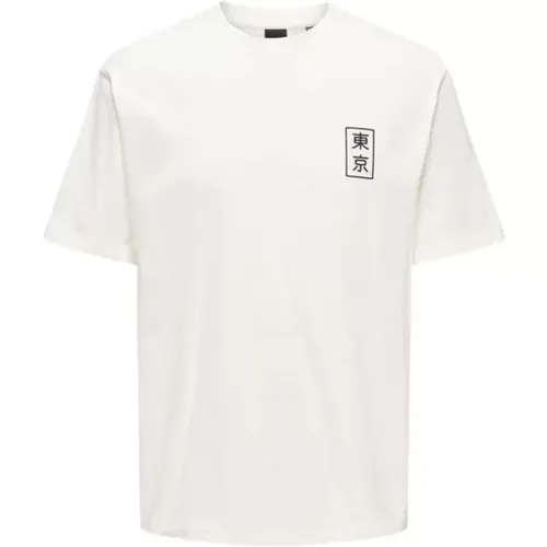 Lässiges Baumwoll-T-Shirt , Herren, Größe: XL - Only & Sons - Modalova