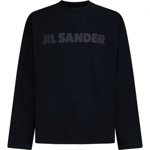 Schwarzes Baumwoll-Langarmshirt , Herren, Größe: S - Jil Sander - Modalova