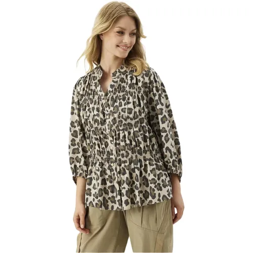 Leopardenmuster Hemd mit Rüschen , Damen, Größe: S - IN Front - Modalova