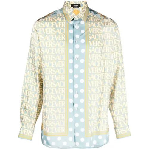 Logomania` Informal Shirt With `Baroque` Pois , male, Sizes: M - Versace - Modalova