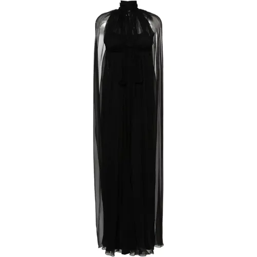 Schwarzes Seiden Semi-Durchsichtiges Kleid - alberta ferretti - Modalova