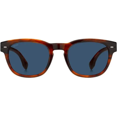 Horn/Blue Sunglasses , male, Sizes: 51 MM - Hugo Boss - Modalova