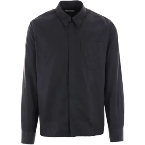 Blaue Nylon Reißverschluss Hemd Boxy Fit , Herren, Größe: M - Dries Van Noten - Modalova