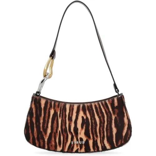 Leopard Cacao Bag , female, Sizes: ONE SIZE - Staud - Modalova