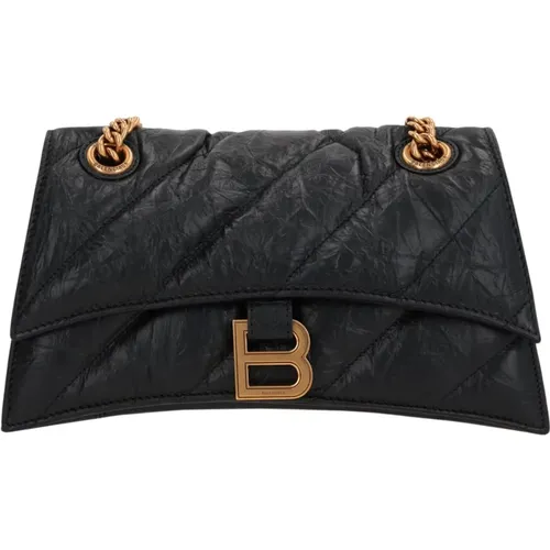Crush Matelassé Leather Shoulder Bag with Antique Gold Hardware , female, Sizes: ONE SIZE - Balenciaga - Modalova