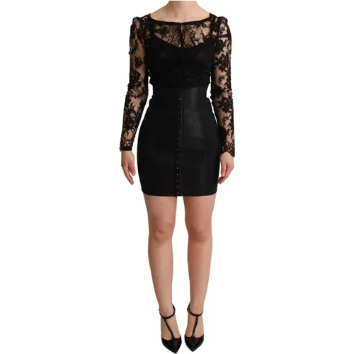 Elegant Lace Mini-Dress Delight , female, Sizes: 3XS - Dolce & Gabbana - Modalova